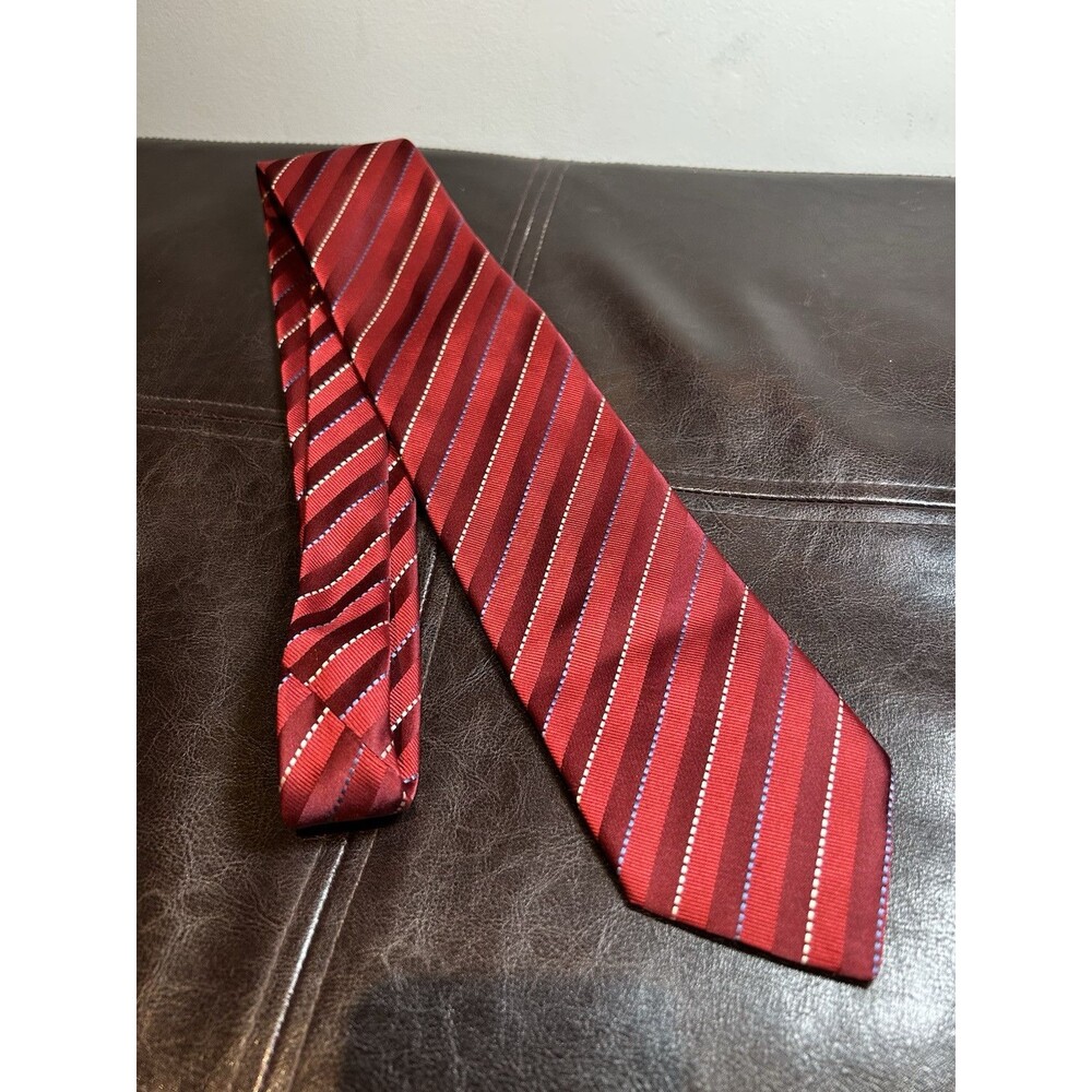 ALEX CANNON Red Striped Neck Tie Men’s Silk Necktie Casual Simple Dress Handmade